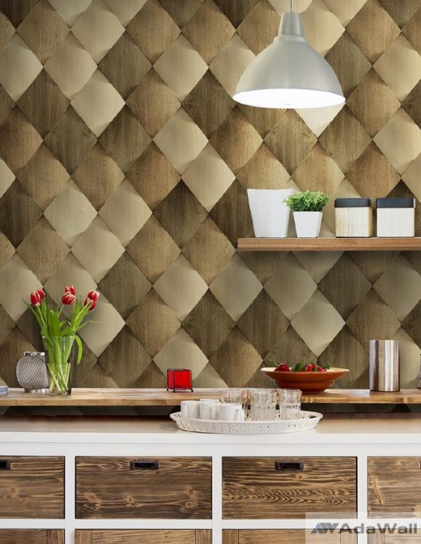 1619 Serie | Satinated wood tiles 3D pattern wallpaper