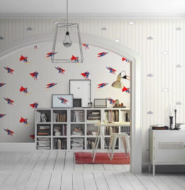 8915 Serie | Wallpaper with Superman and stripes design