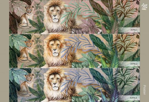 A310 Serie | Lion Patterned Mural Wallpaper - Image 2