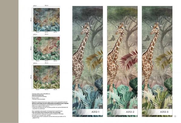 A312 Serie | Giraffe Mural Wallpaper with Different Color Options - Image 2