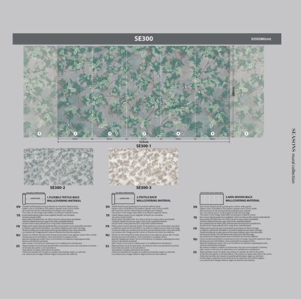 SE300 Series | Green Leaf Design Mural Wallpaper - Image 5