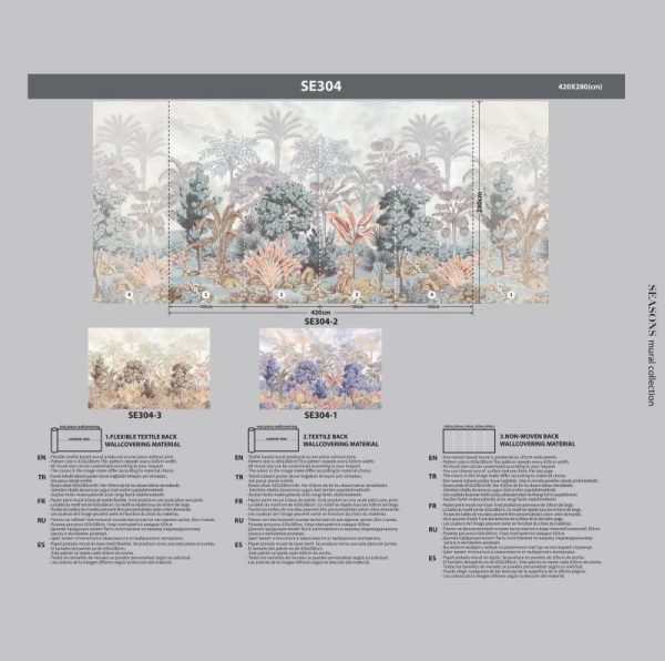 SE304 Series | Colorful Jungle Design Mural Wallpaper - Image 5