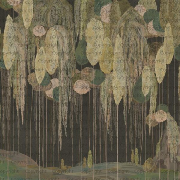 SE309 Series | Abstract Mediterranean Cypress Tree Design Mural Wallpaper - Image 2