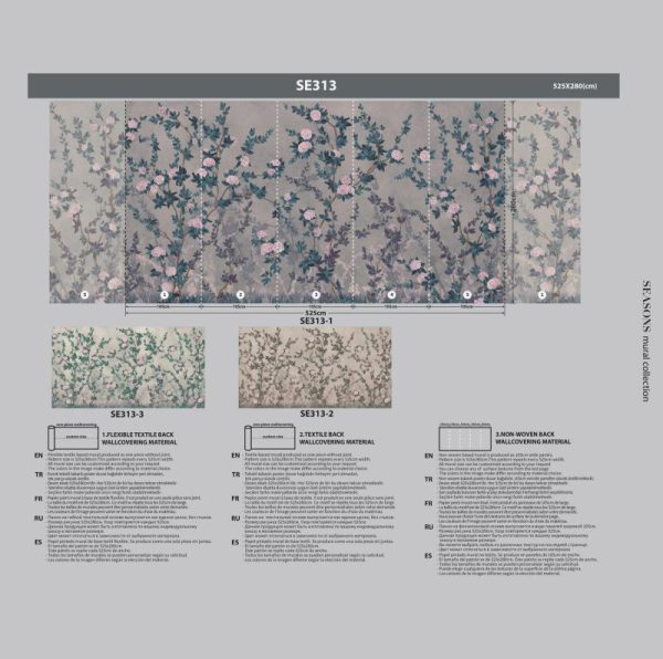 SE313 Series | Floral Design Mural Wallpaper - Image 5