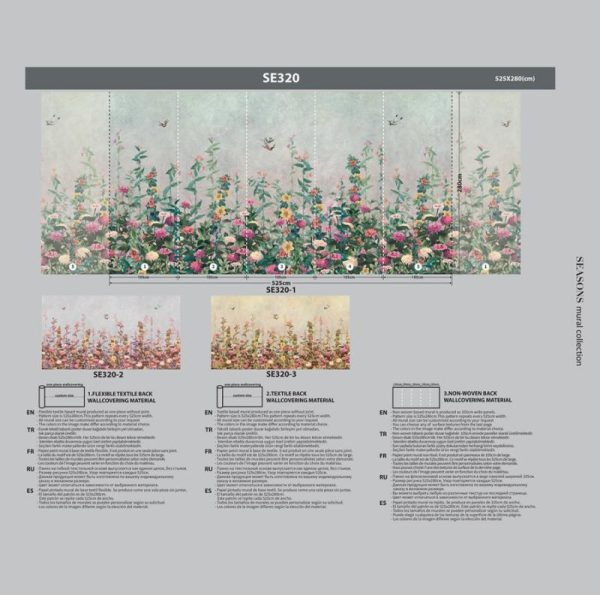 SE320 Series | Floral Design Mural Wallpaper - Image 5